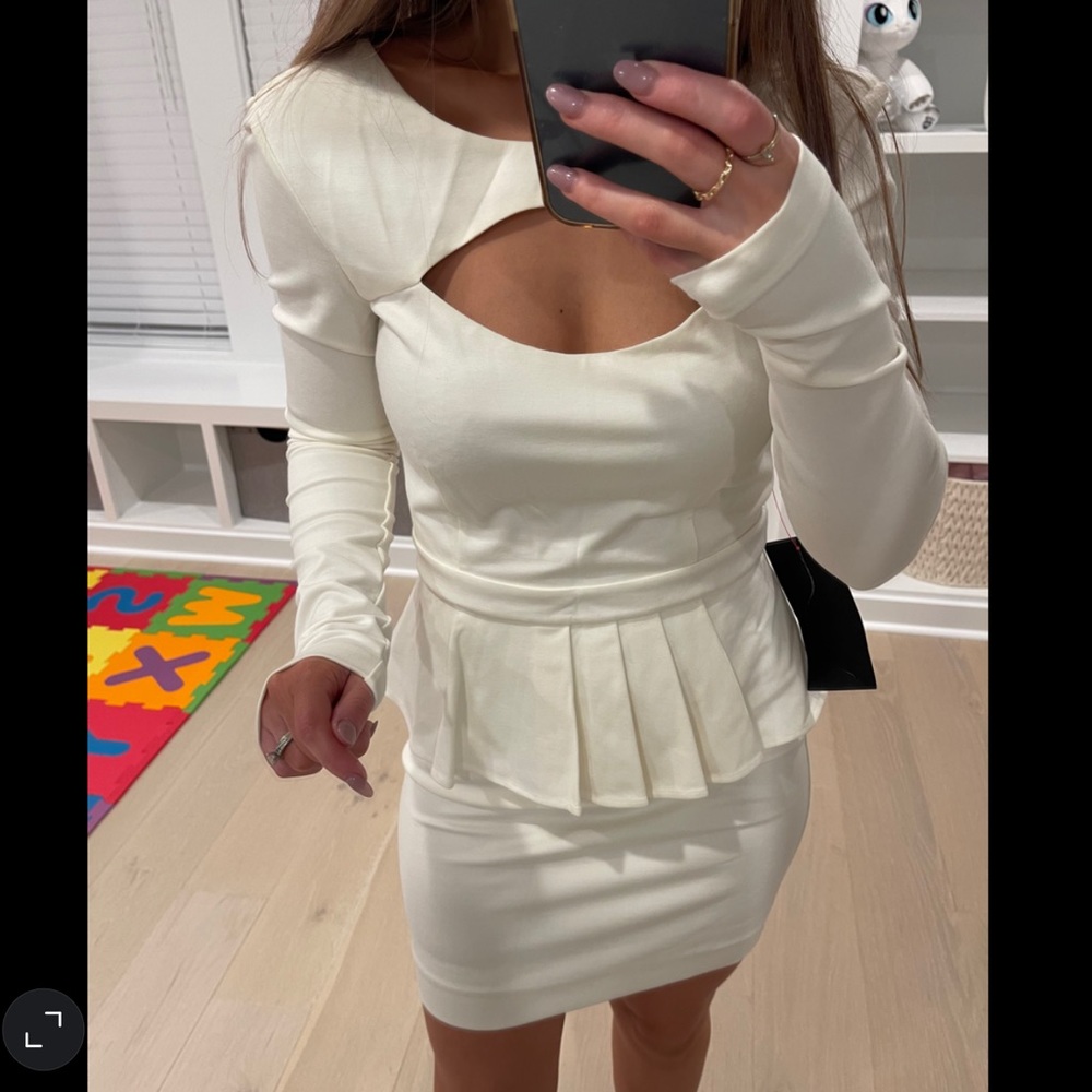 Bebe white peplum dress